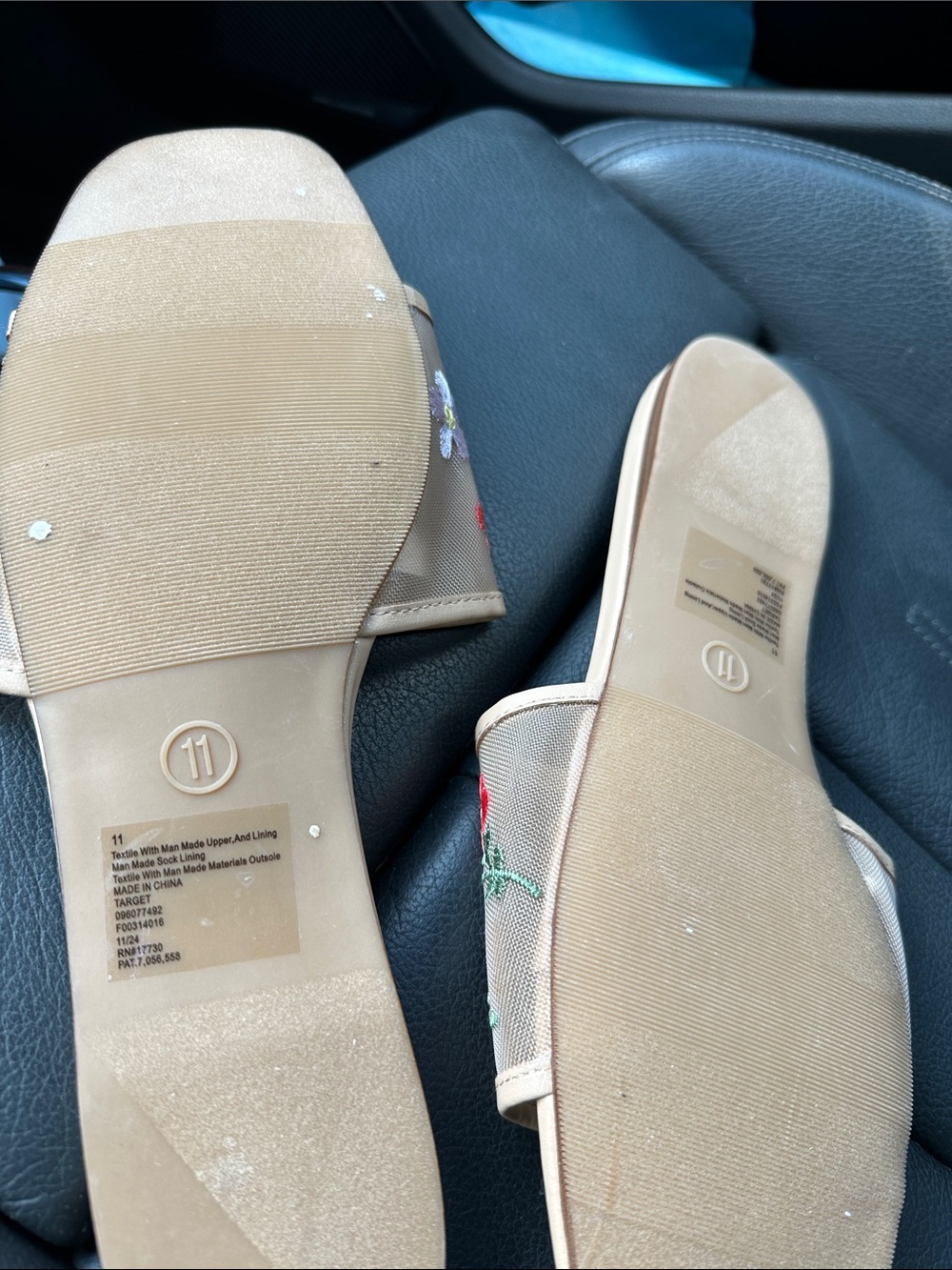 A New Day Women’s Beige Slide Sandals with Embroidered Floral- Size 11-NWOT - Picture 2 of 7